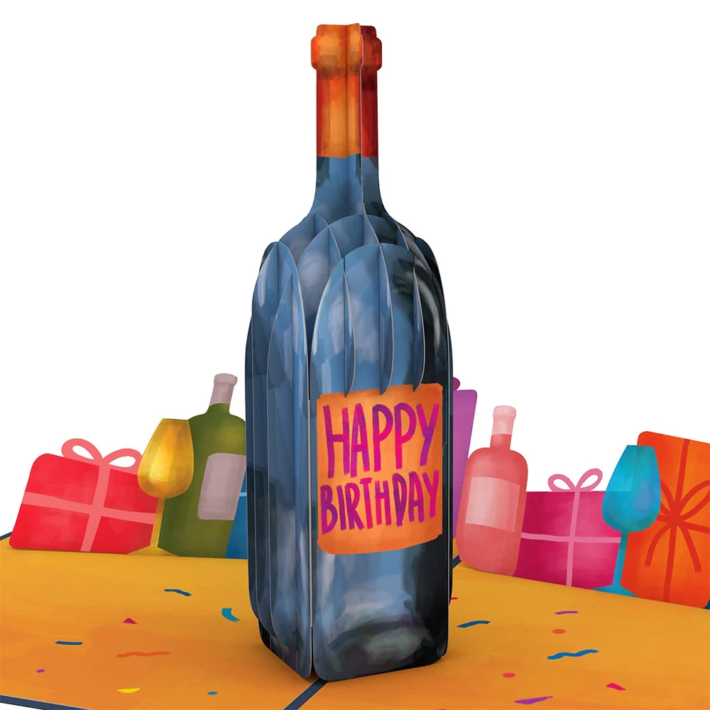 Vintage Wine Birthday Pop-Up Card and Old Enough Young Enough Sentiment Set - Image 3