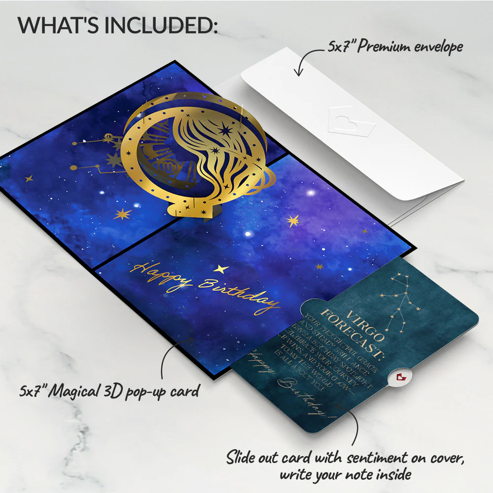 Virgo Zodiac Birthday Pop-Up Card and Sentiment Set - Image 2
