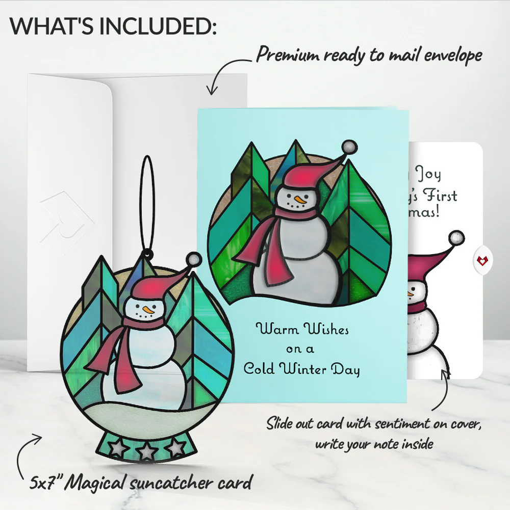 Warm Wishes Snowman First Christmas Suncatcher Card and Sentiment Set for Baby - Image 2