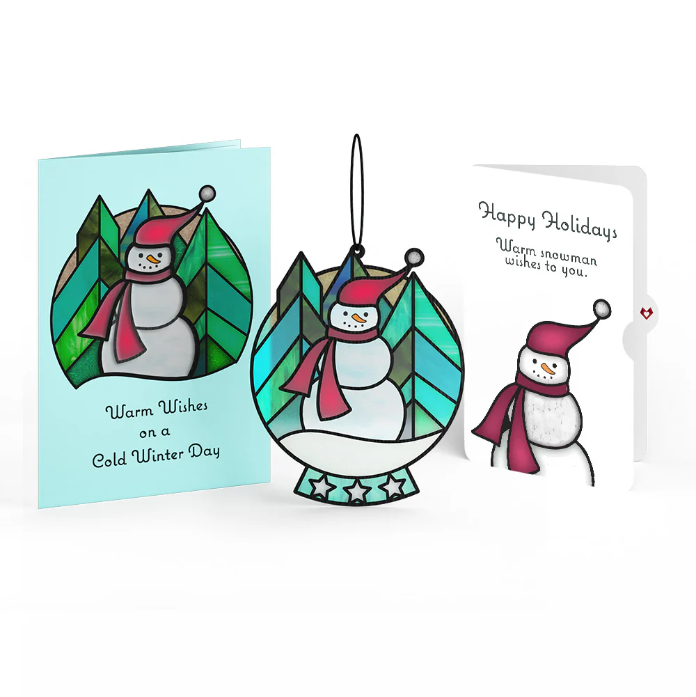 Warm Wishes Snowman Suncatcher Card and Happy Holidays Sentiment Set