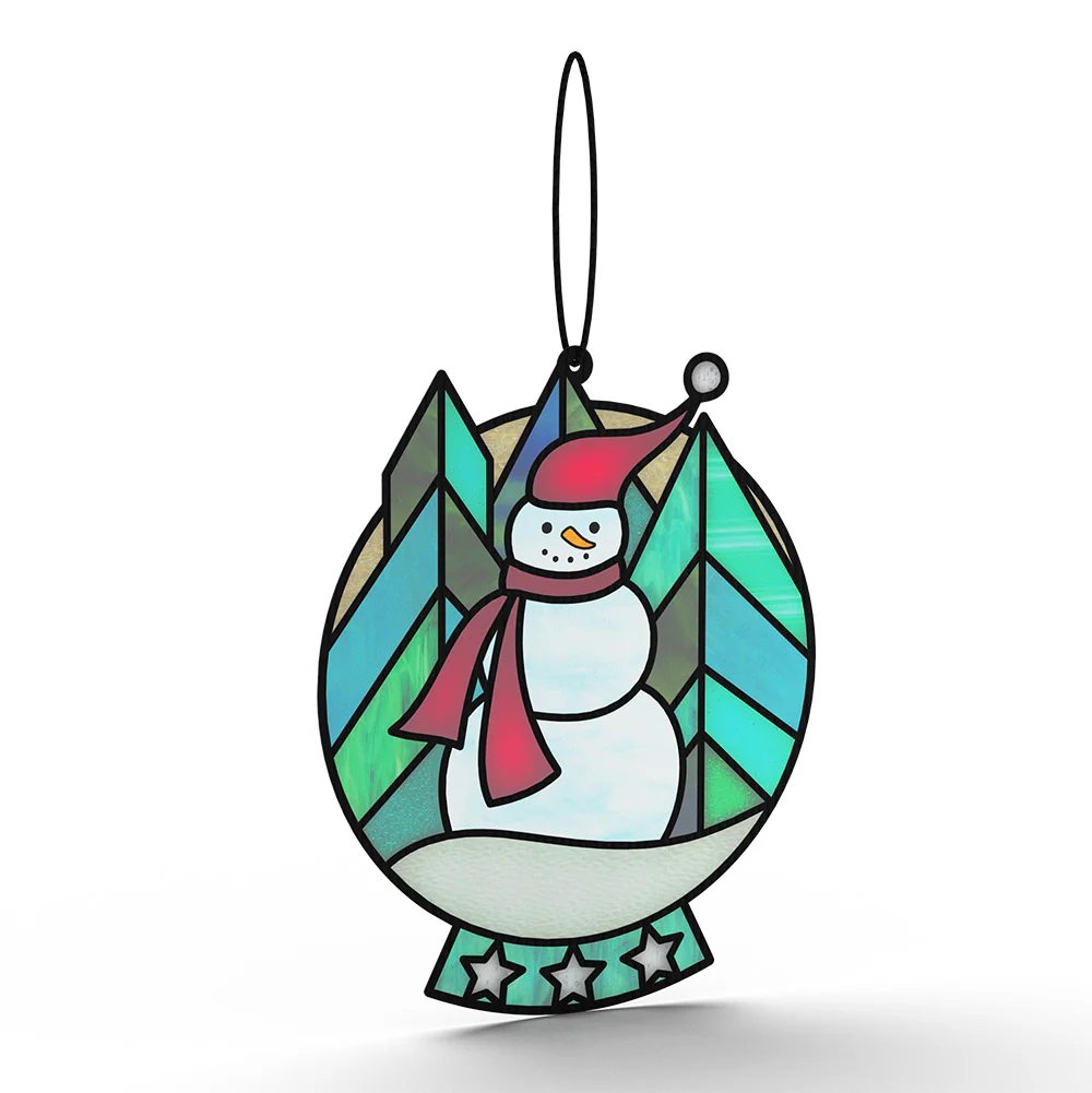Warm Wishes Snowman Holiday Suncatcher Card and Sentiment Set for Partner - Image 3