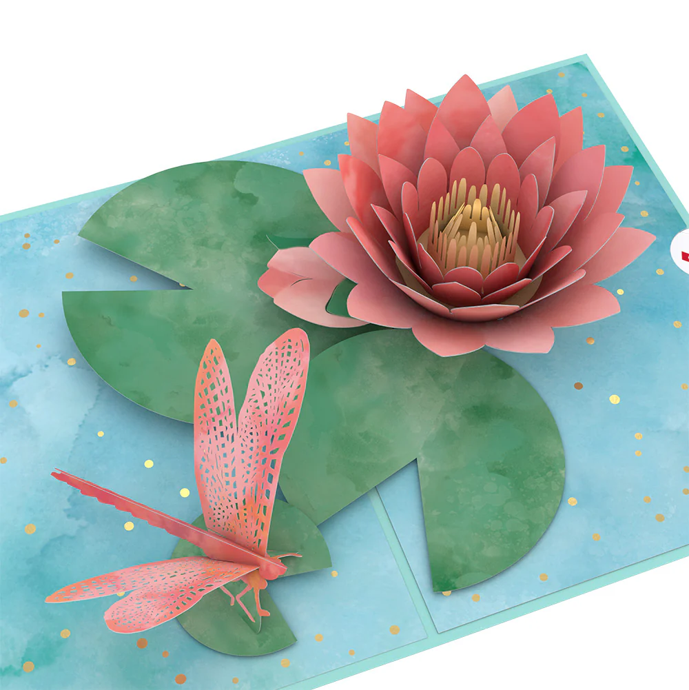 Water Lily Dragonfly Mother’s Day Pop-Up Card and Sentiment Set for Daughter - Image 3