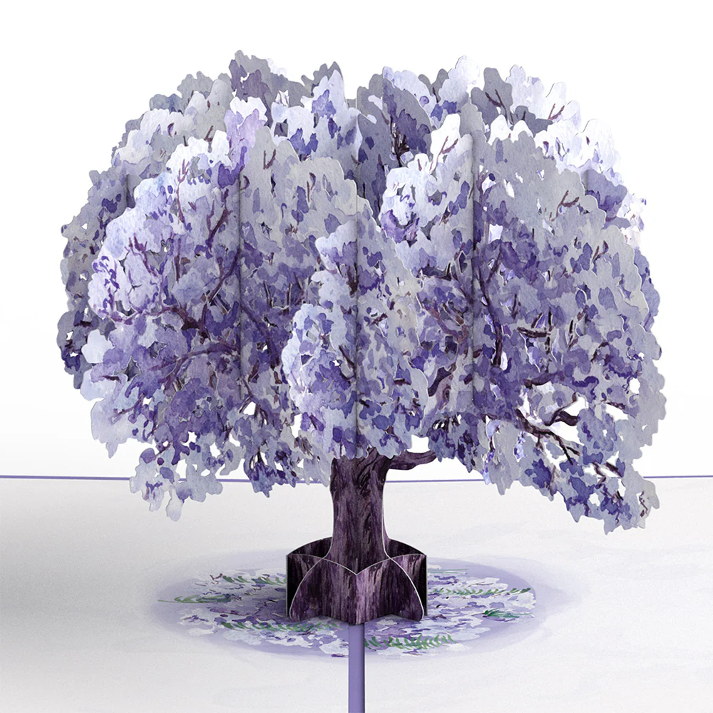 Watercolor Jacaranda Tree Birthday Pop-Up Card and Dancing Through Life Sentiment Set - Image 3