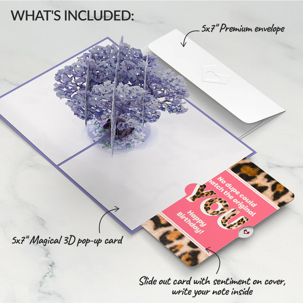 Watercolor Jacaranda Tree Birthday Pop-Up Card and The original YOU Sentiment Set - Image 2