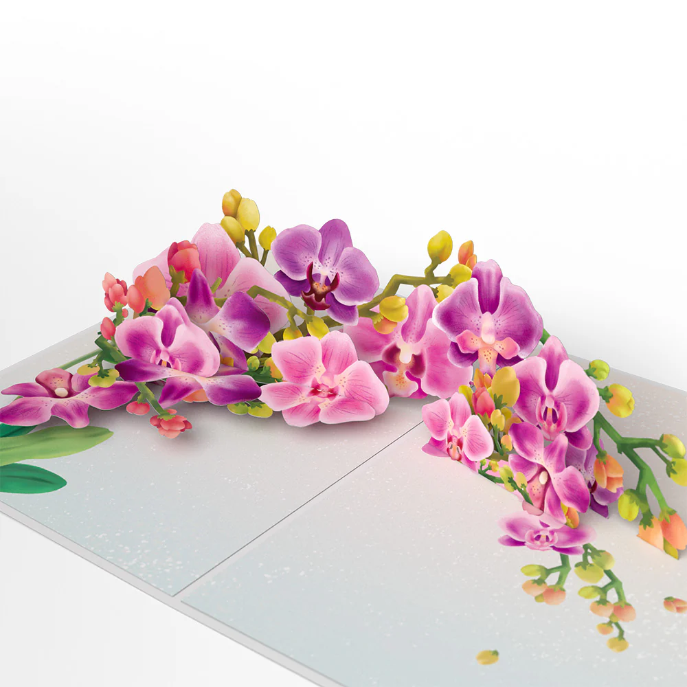 Watercolor Orchid Birthday Pop-Up Card and Sentiment Set for Sister - Image 3