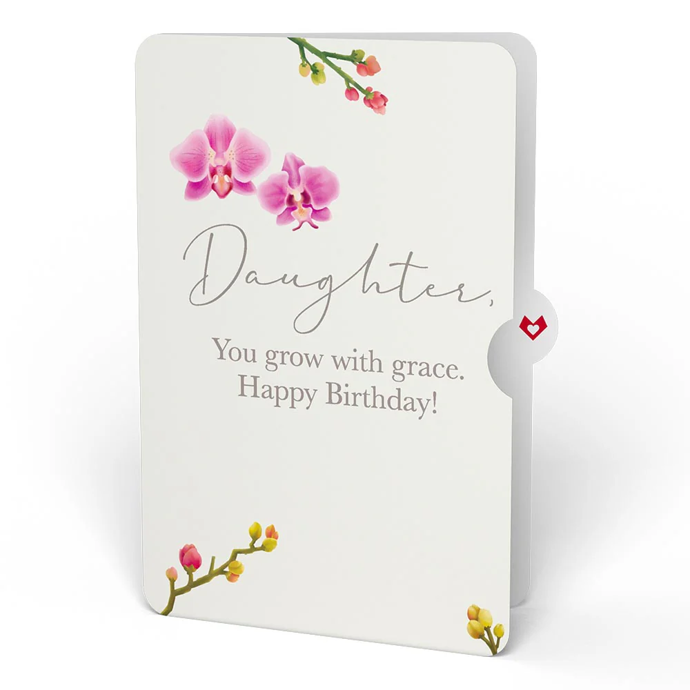 Watercolor Orchid Birthday Pop-Up Card and Sentiment Set for Daughter - Image 4
