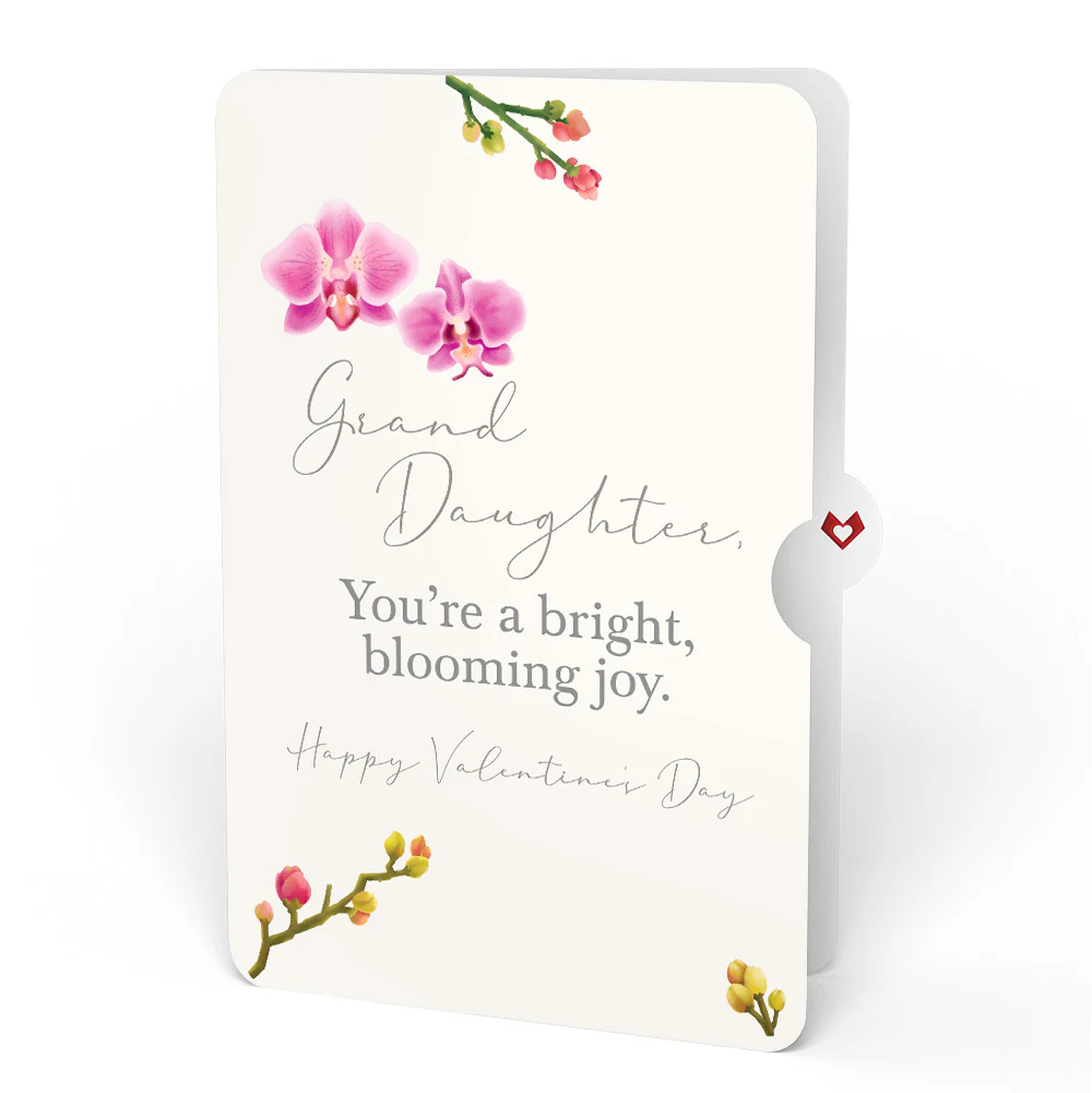 Watercolor Orchid Valentine Pop-Up Card and Sentiment Set for Granddaughter - Image 4
