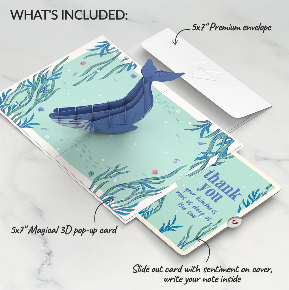 Whale Beneath the Waves Thank You Pop-Up Card and Sentiment Set - Image 2