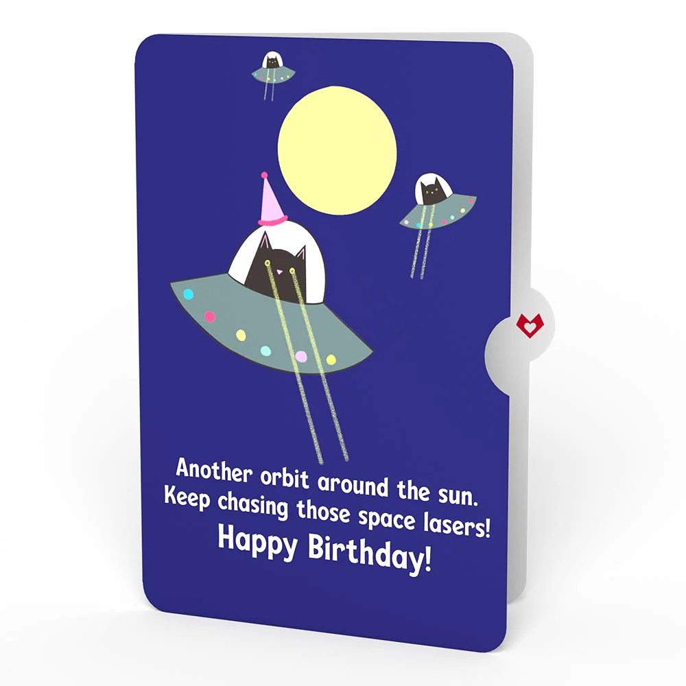 Whimsical Birthday Cake Slice with Space Laser Cats Pop-Up Card and Sentiment Set - Image 4