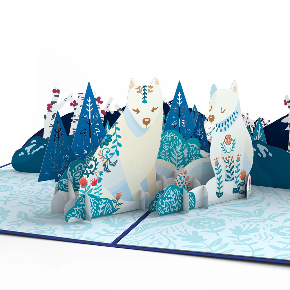Whimsical Winter Foxes Pop-Up Card - Image 2