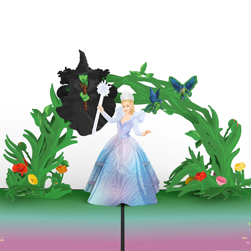 Wicked Elphaba & Glinda We Go Together Like Pink & Green Pop-Up Card - Image 2