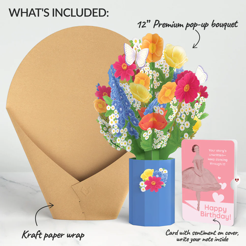 Wildflower Birthday Bouquet and Dancing Through Life Sentiment Set - Image 2