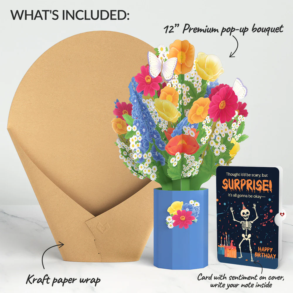 Wildflower Birthday Bouquet and Surprise Skeleton Sentiment Set - Image 2