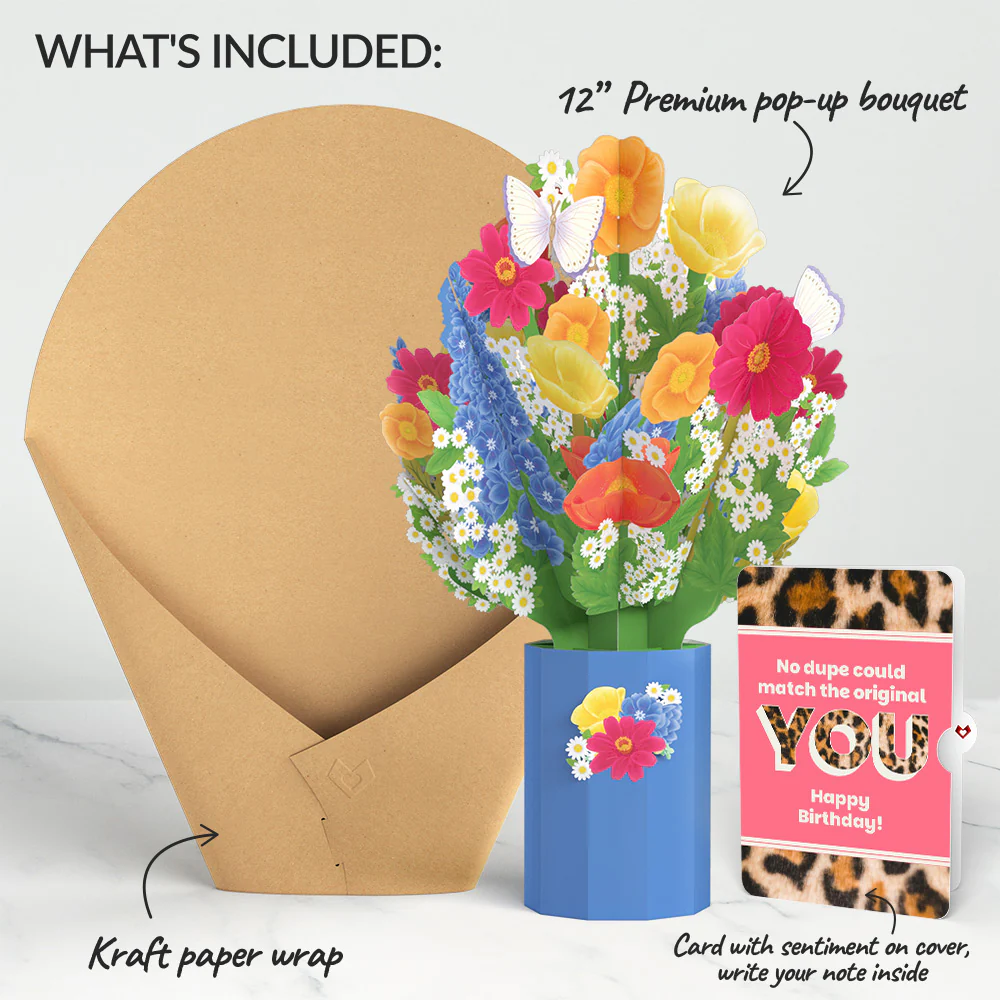 Wildflower Birthday Bouquet and The original YOU Sentiment Set - Image 2