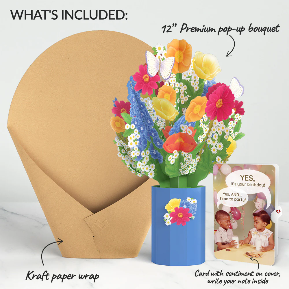 Wildflower Birthday Bouquet and Time to Party Sentiment Set - Image 2
