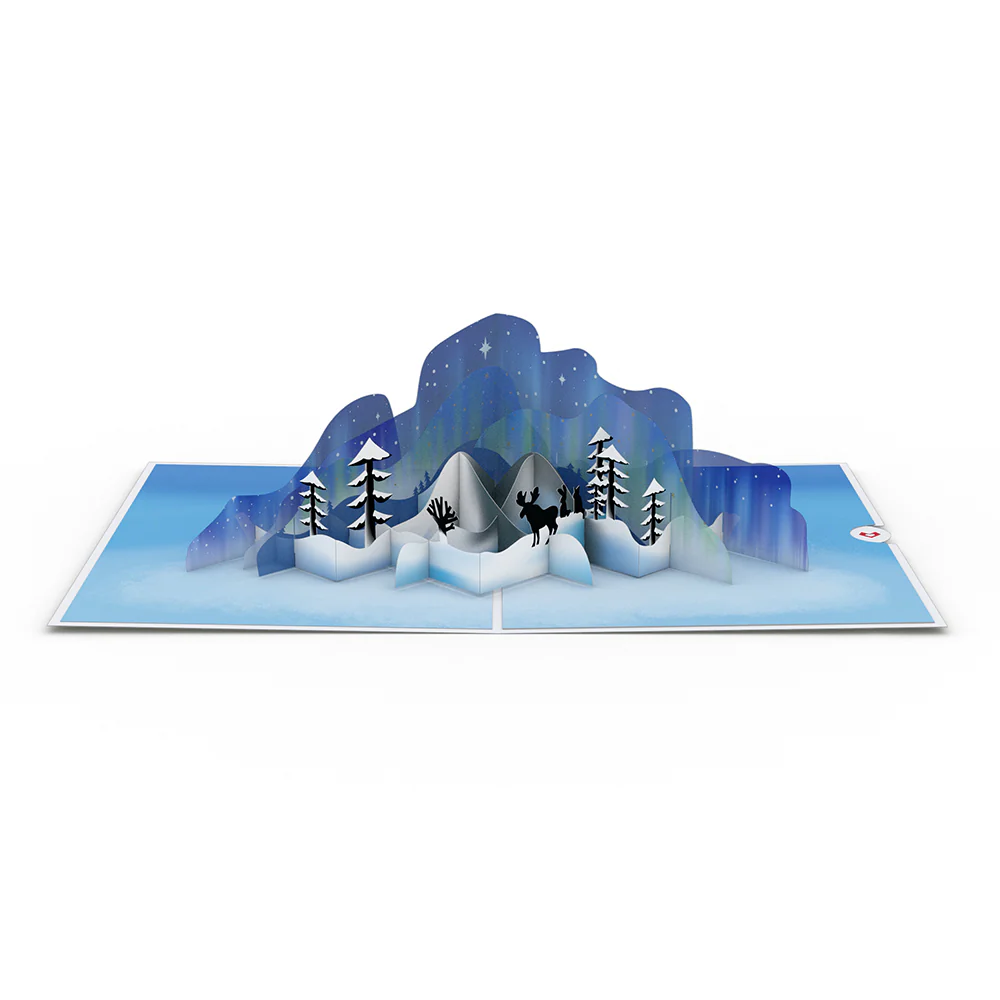 Winter Borealis Scene Pop-Up Card - Image 3