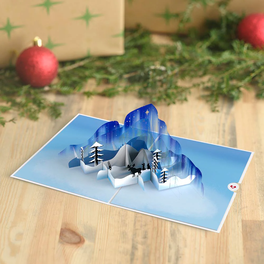Winter Borealis Scene Pop-Up Card - Image 7
