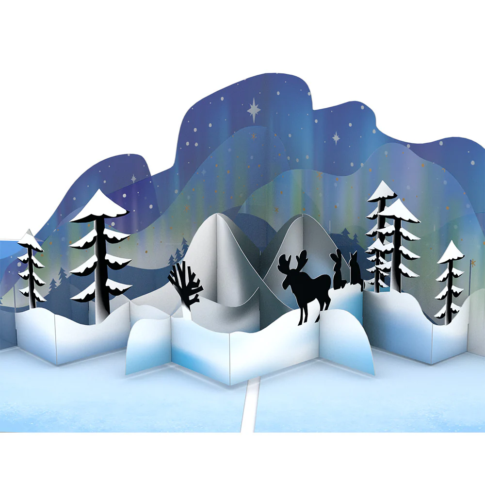 Winter Borealis Scene Pop-Up Card and Sentiment Set for Baby - Image 3