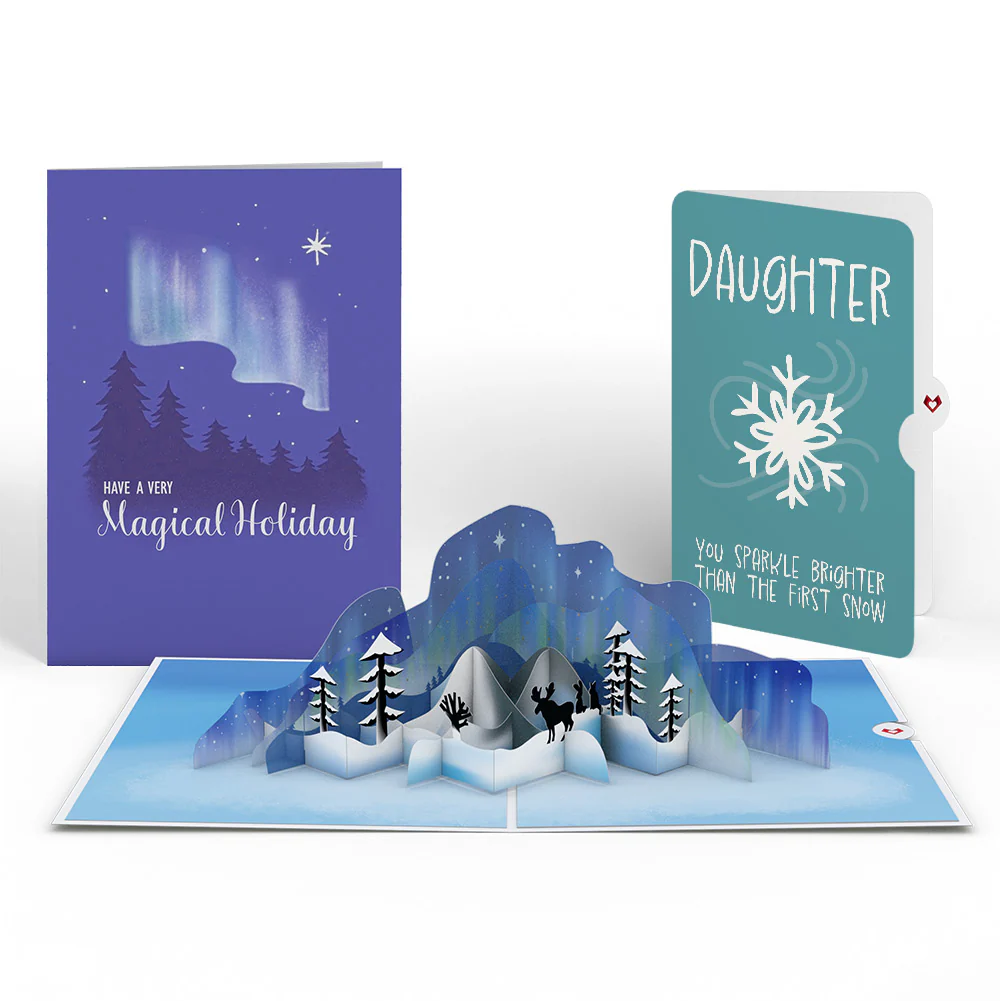 Winter Borealis Scene Pop-Up Card and Sentiment Set for Daughter