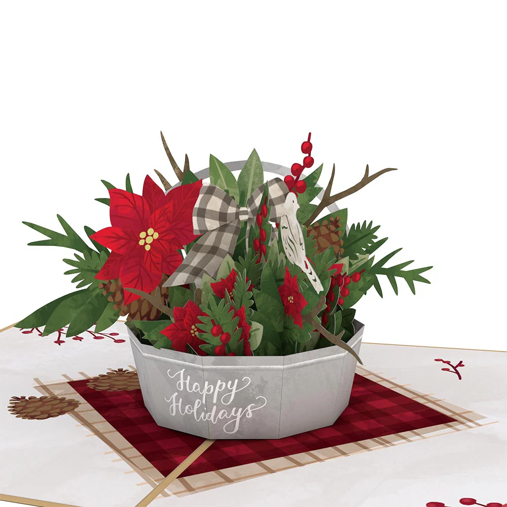 Winter Flower Basket Pop-Up Card - Image 2