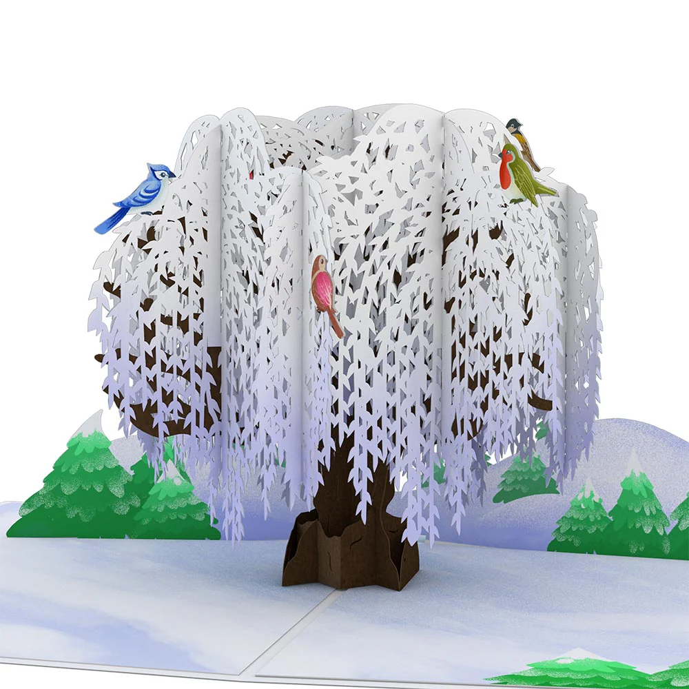 Winter Willow Tree Birds Pop-Up Card - Image 2