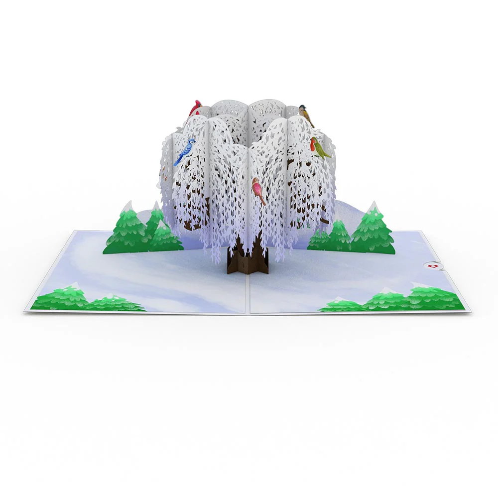 Winter Willow Tree Birds Pop-Up Card - Image 3