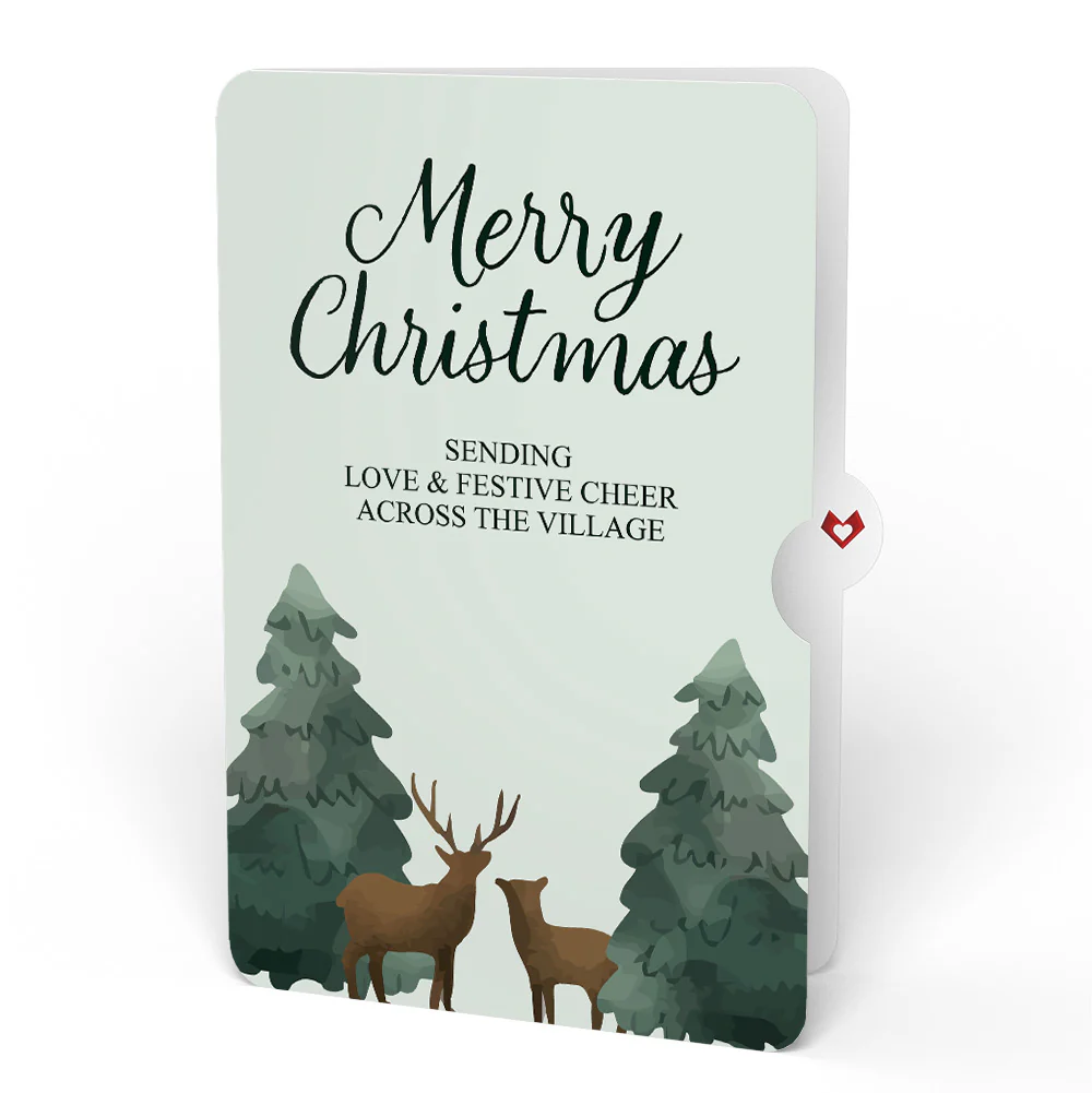Winter Wishes Mountain Village Light-Up Pop-Up Card and Woodland Deer Merry Christmas Sentiment Set - Image 4