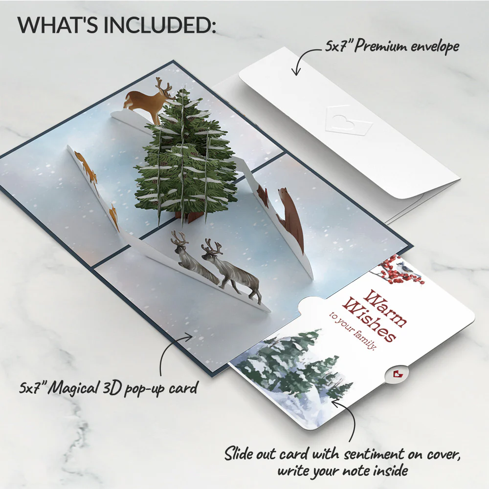 Winter's Eve Vigil Pop-Up Card and Warm Wishes Sentiment Set for Family - Image 2