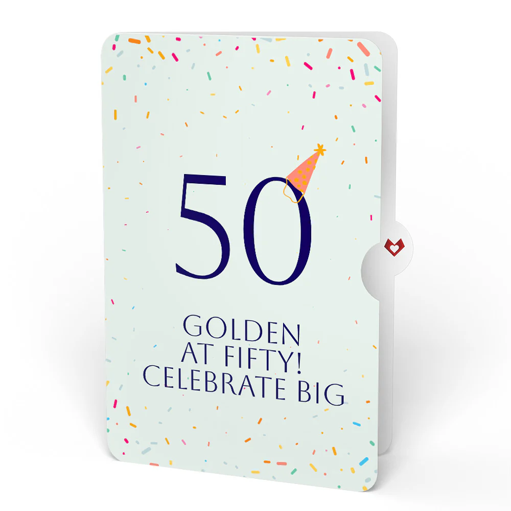 Wishing You a Happy 50th Birthday Music and Lights Pop-Up Card and Party Hat Sentiment Set - Image 4