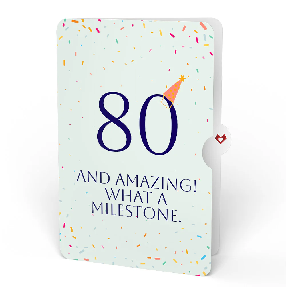 Wishing You a Happy 80th Birthday Music and Lights Pop-Up Card and Party Hat Sentiment Set - Image 4
