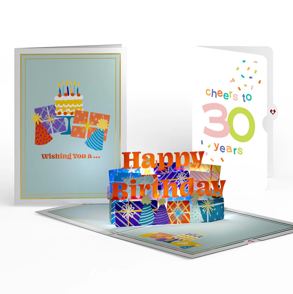 Wishing You a Happy 30th Birthday Music and Lights Pop-Up Card and Confetti Cake Sentiment Set