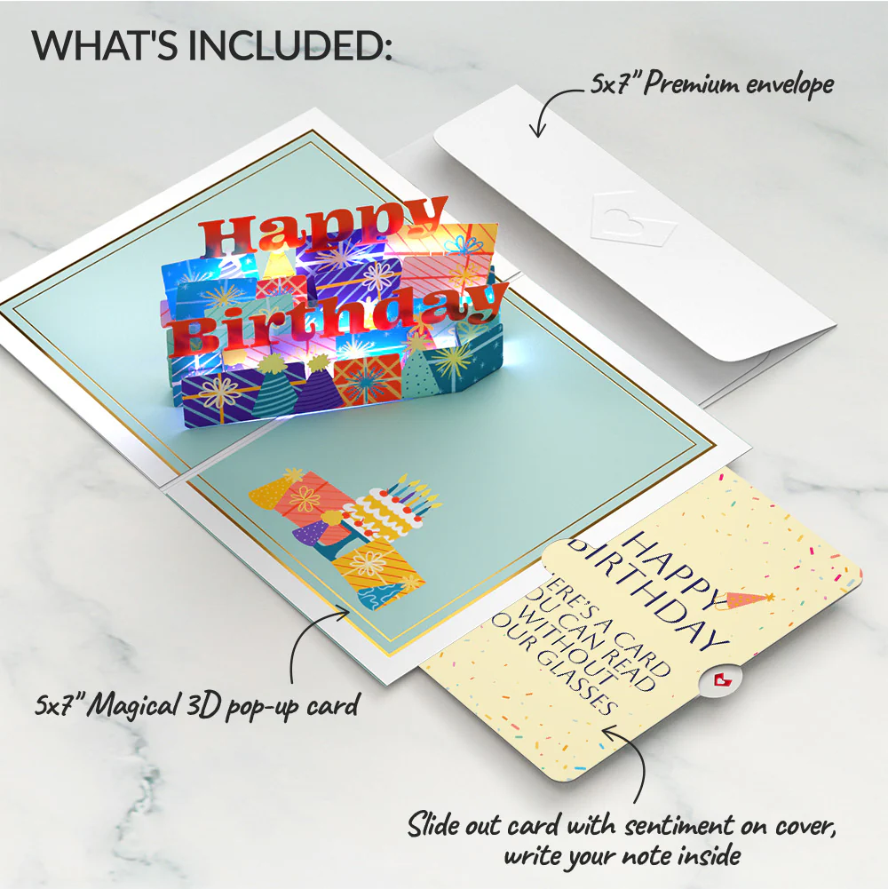 Wishing You a Happy Birthday Music and Lights Pop-Up Card and Sentiment Set - Image 2