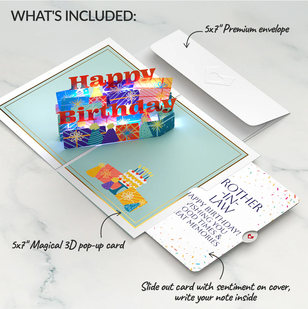 Wishing You a Happy Birthday Music and Lights Pop-Up Card and Sentiment Set for Brother-In Law - Image 2