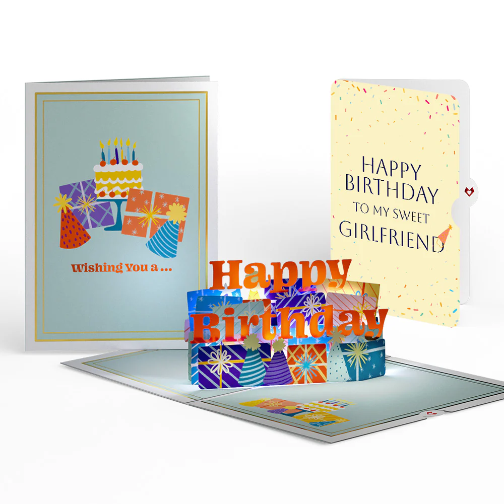 Wishing You a Happy Birthday Music and Lights Pop-Up Card and Sentiment Set for Girlfriend