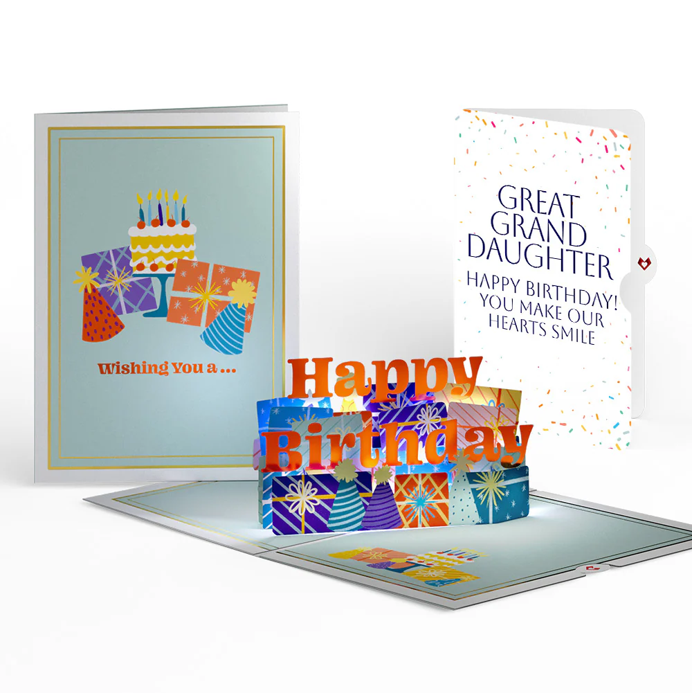 Wishing You a Happy Birthday Music and Lights Pop-Up Card and Sentiment Set for Great Granddaughter