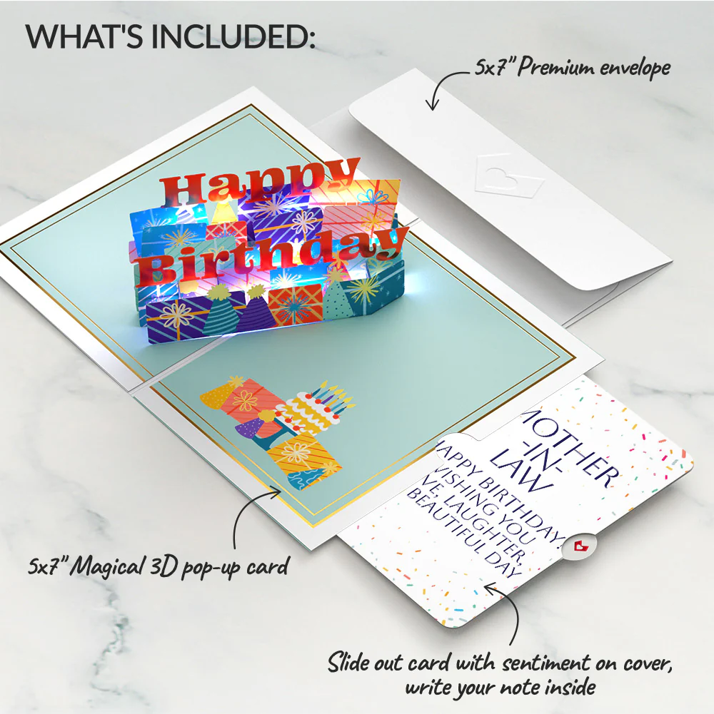 Wishing You a Happy Birthday Music and Lights Pop-Up Card and Sentiment Set for Mother-in-law - Image 2