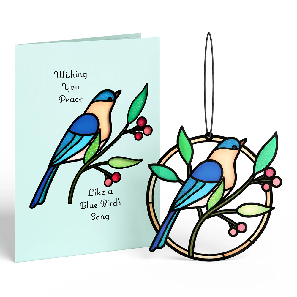 Wishing You Peace Bluebird Suncatcher Card - Image 2