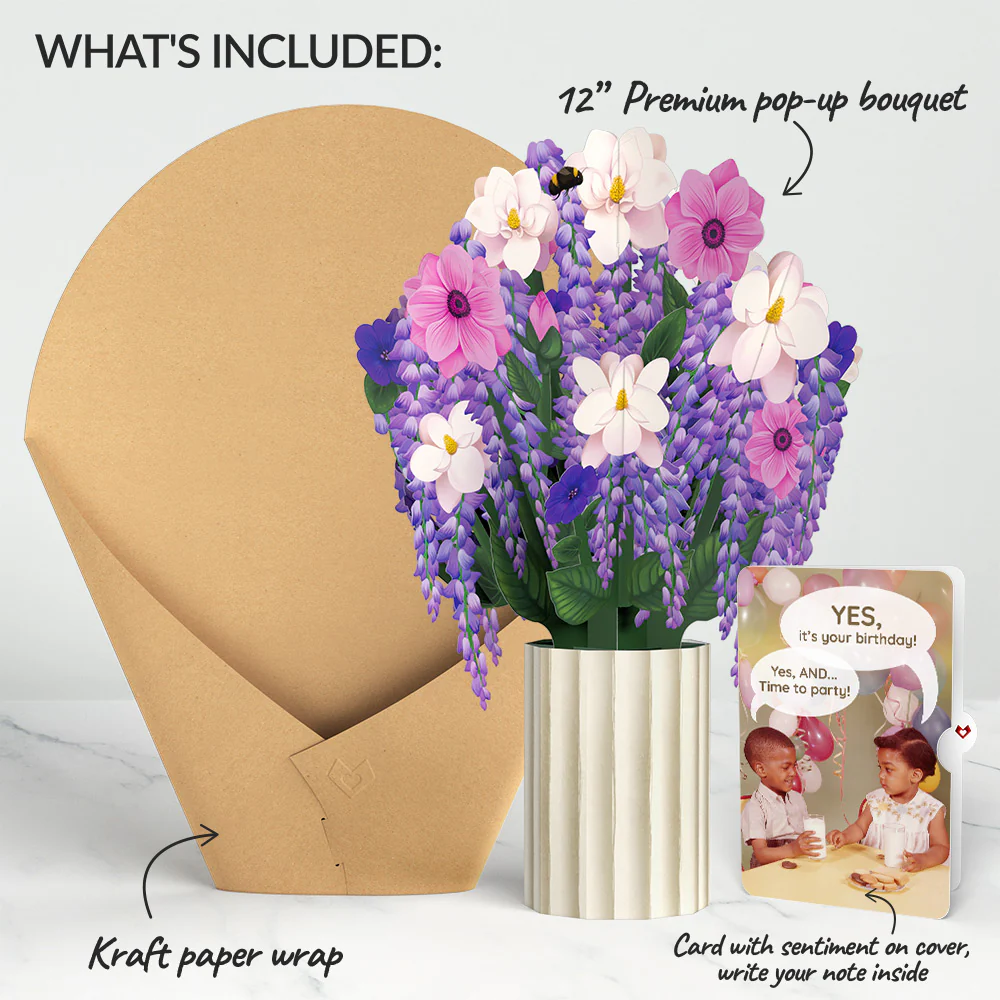 Wisteria Birthday Bouquet and Time to Party Sentiment Set - Image 2