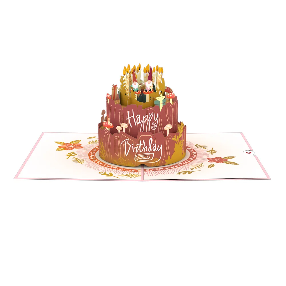 Woodland Gnomes Birthday Cake Pop-Up Card - Image 3