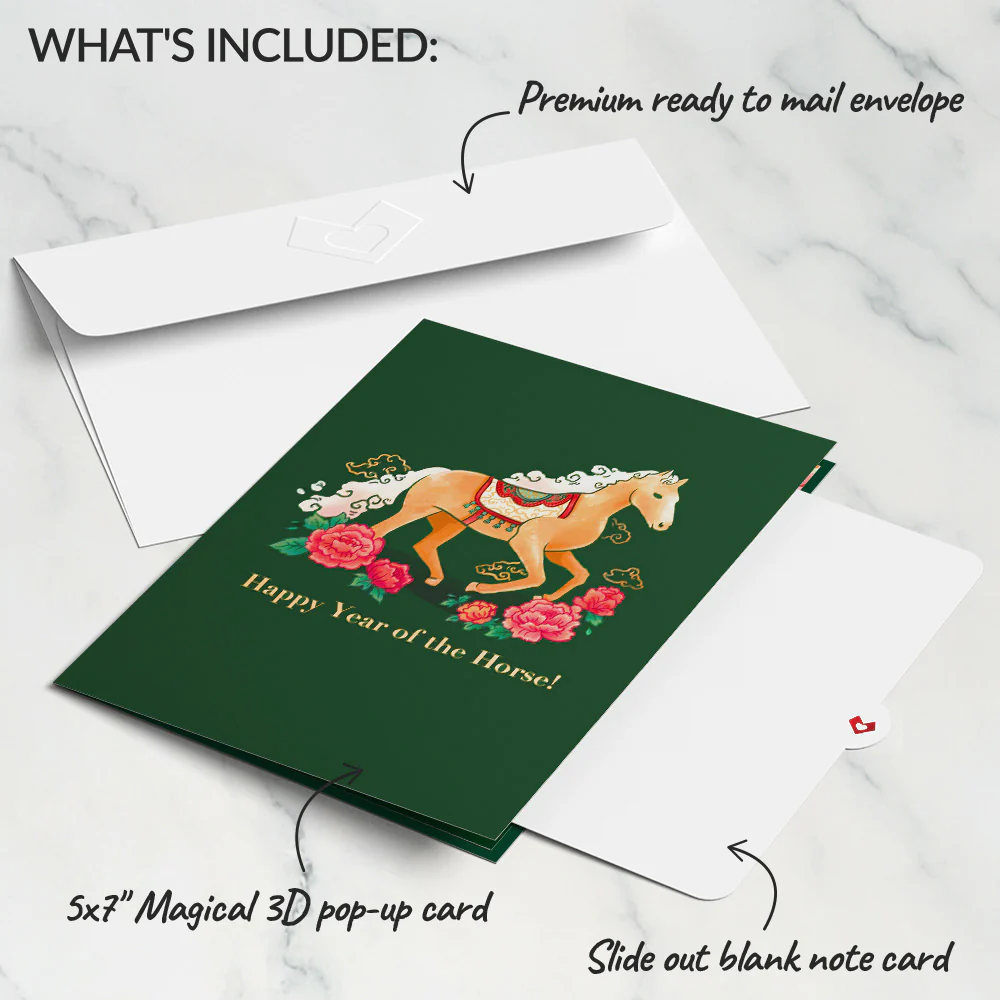 Year of the Horse Lunar New Year Pop-Up Card - Image 5