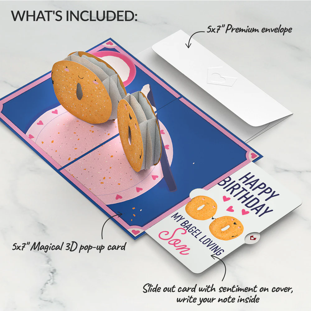 You Are My Everything Bagel Birthday Pop-Up Card and Sentiment Set for Son - Image 2