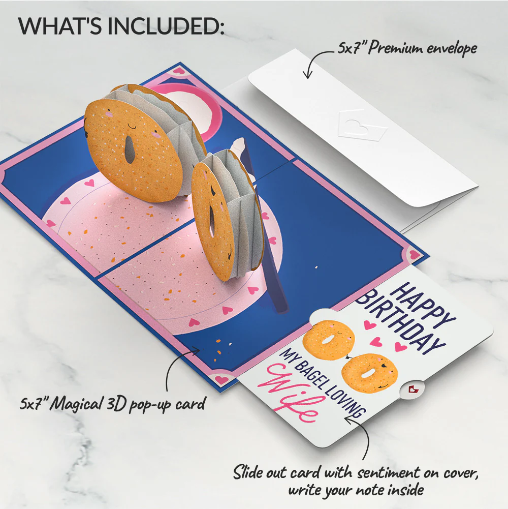 You Are My Everything Bagel Birthday Pop-Up Card and Sentiment Set for Wife - Image 2