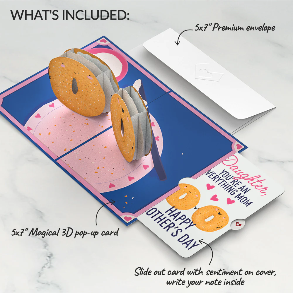 You Are My Everything Bagel Mother’s Day Pop-Up Card and Sentiment Set for Daughter - Image 2