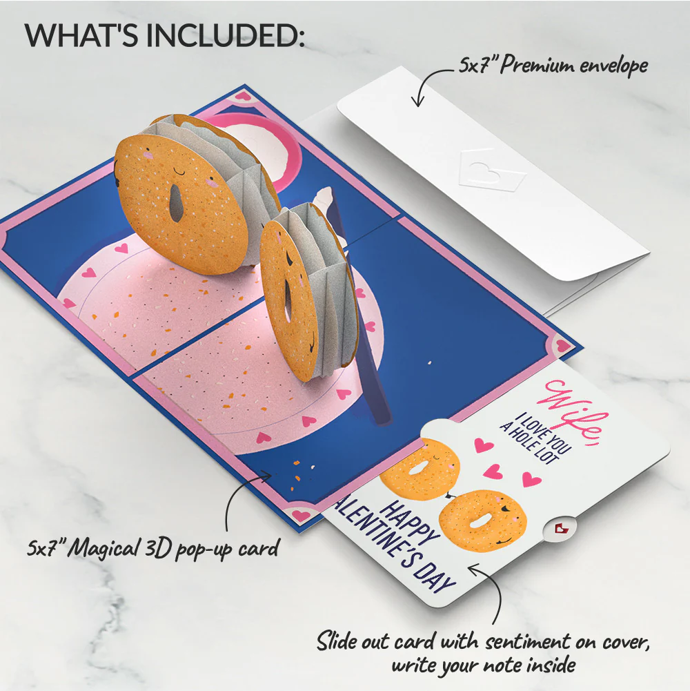 You Are My Everything Bagel Valentine Pop-Up Card and Sentiment Set for Wife - Image 2