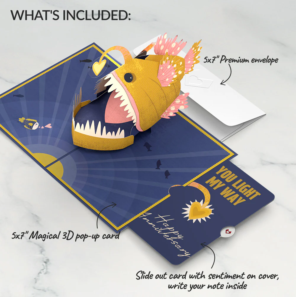 You Are My Sunshine Anglerfish Anniversary Pop-Up Card and Sentiment Set - Image 2
