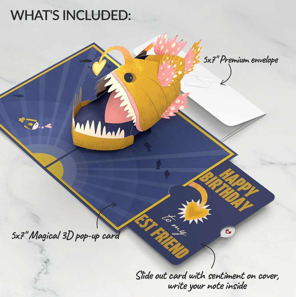 You Are My Sunshine Anglerfish Birthday Pop-Up Card and Sentiment Set for Best Friend - Image 2