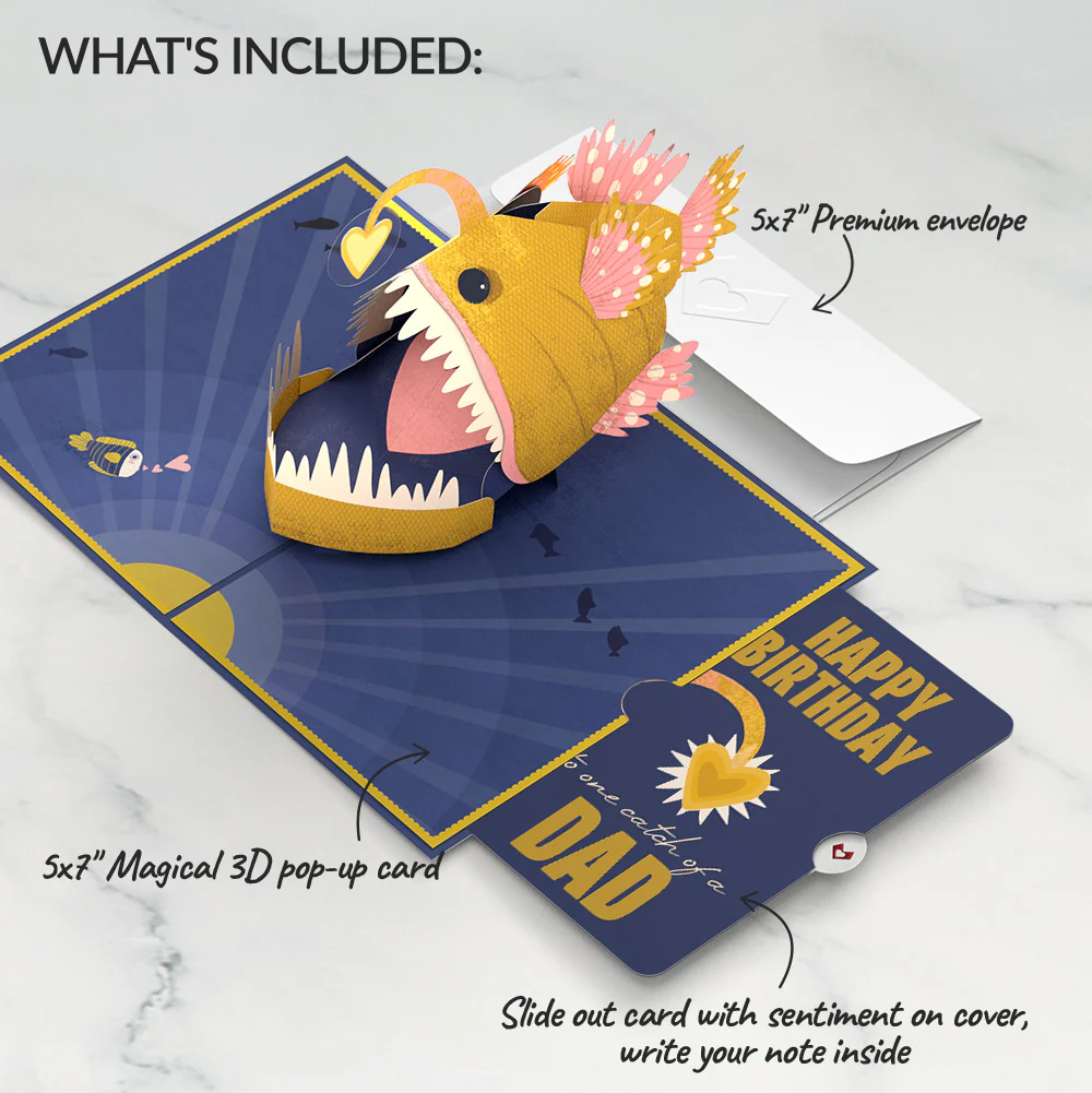 You Are My Sunshine Anglerfish Birthday Pop-Up Card and Sentiment Set for Dad - Image 2
