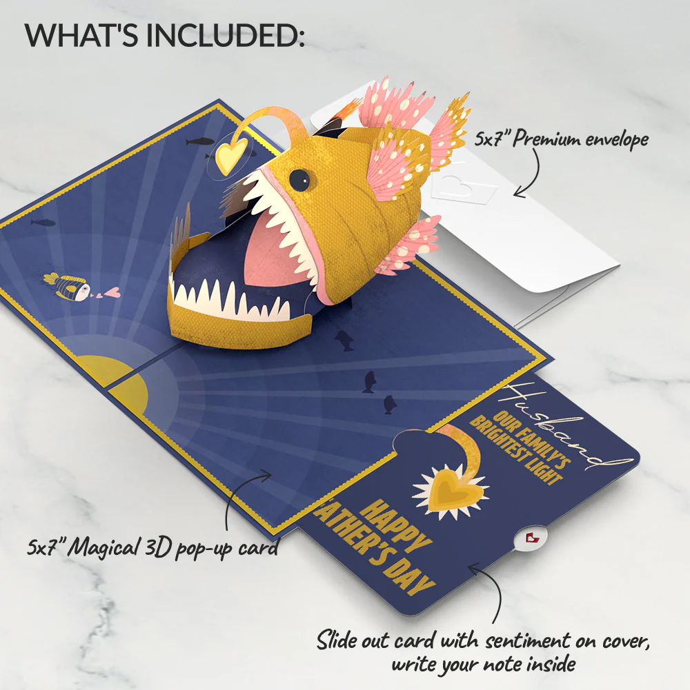 You Are My Sunshine Anglerfish Father’s Day Pop-Up Card and Sentiment Set for Husband - Image 2