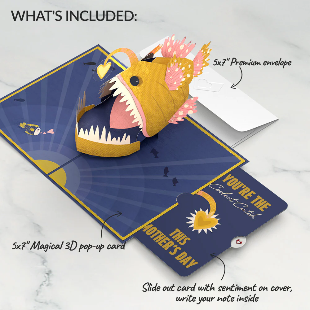 You Are My Sunshine Anglerfish Mother's Day Pop-Up Card and Angler Glow The Coolest Catch Sentiment Set for Mom - Image 2
