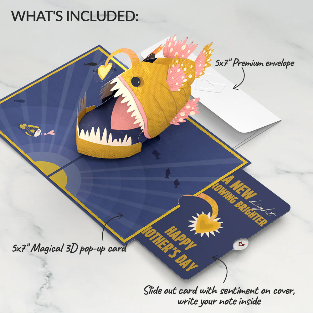 You Are My Sunshine Anglerfish Mother's Day Pop-Up Card and Sentiment Set for New Mom - Image 2